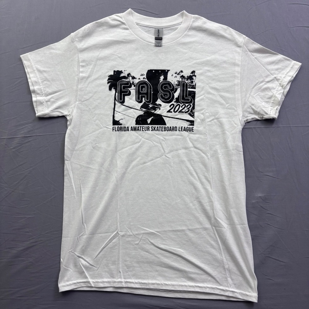 Gildan FASL 2023 Florida Amateur Skateboard League Embassy White T-Shirt Mens M